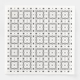 Guardanapo De Papel De Jantar Padrão geométrico branco preto e prateado