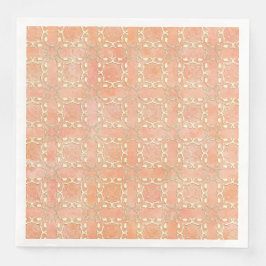 Guardanapo De Papel De Jantar Padrão Metálico de Filigrana Laranja Rosa e Creme