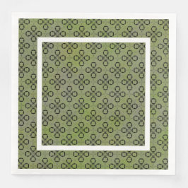 Guardanapo De Papel De Jantar Padrão Retroativo Verde e Preto do Monograma