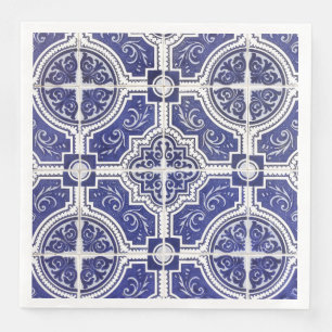 Guardanapo De Papel De Jantar Padrão Rustic Vintage - Azulejos Portugueses - Az