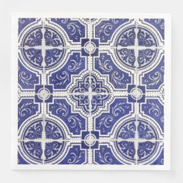 Guardanapo De Papel De Jantar Padrão Rustic Vintage - Azulejos Portugueses - Azu