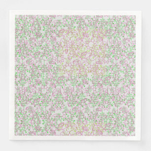 Guardanapo De Papel De Jantar Padrão vegetal.14C Cor-de-rosa branco-palha BG