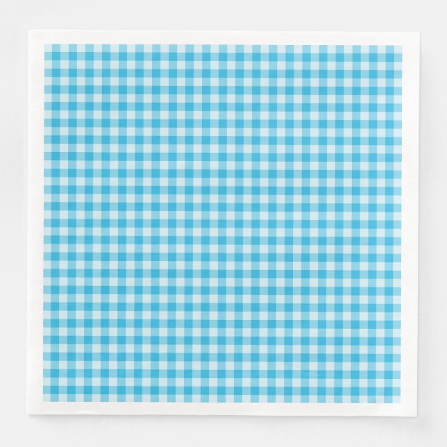 Guardanapo De Papel De Jantar Padrão Xadrez Azul (Frente)
