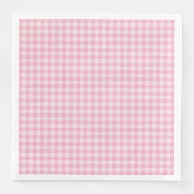 Guardanapo De Papel De Jantar Padrão Xadrez Rosa (Frente)