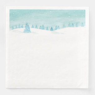 Guardanapo De Papel De Jantar Paisagem Da Floresta De Inverno De Neve Com Árvore