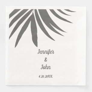 Guardanapo De Papel De Jantar Palm Deixa Casamento Tropical Branco De Cinzas