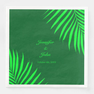 Guardanapo De Papel De Jantar Palma Verde Deixa Casamento Verde Floresta Tropica