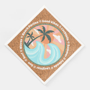 Guardanapo De Papel De Jantar Palmeiras Tropicais Da Ilha Do Havaí Em Faux Cork