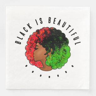 Guardanapo De Papel De Jantar Pan-africana menina mulher negra verde vermelho or