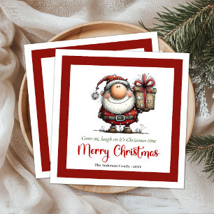 Guardanapo De Papel De Jantar Papai Noel Alegre Desenho Animado Natal Mesa