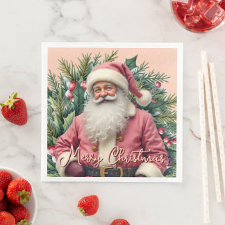 Guardanapo De Papel De Jantar Papai Noel Elegante