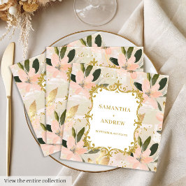 Guardanapo De Papel De Jantar Papel de Casamento Dourado Blush Personalizado Nap