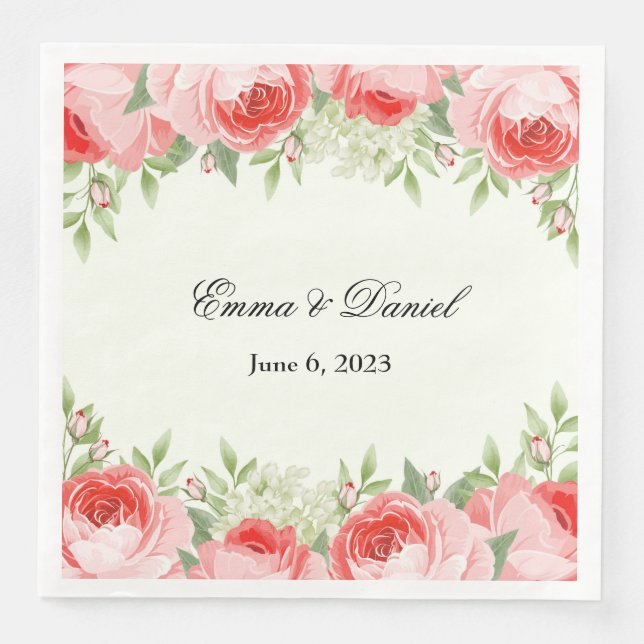 Guardanapo De Papel De Jantar Papel de Rosas Rosa Napkins (Frente)