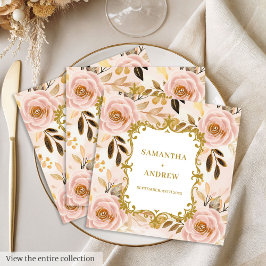 Guardanapo De Papel De Jantar Papel Dourado de Casamento Clássico Blush Napkins