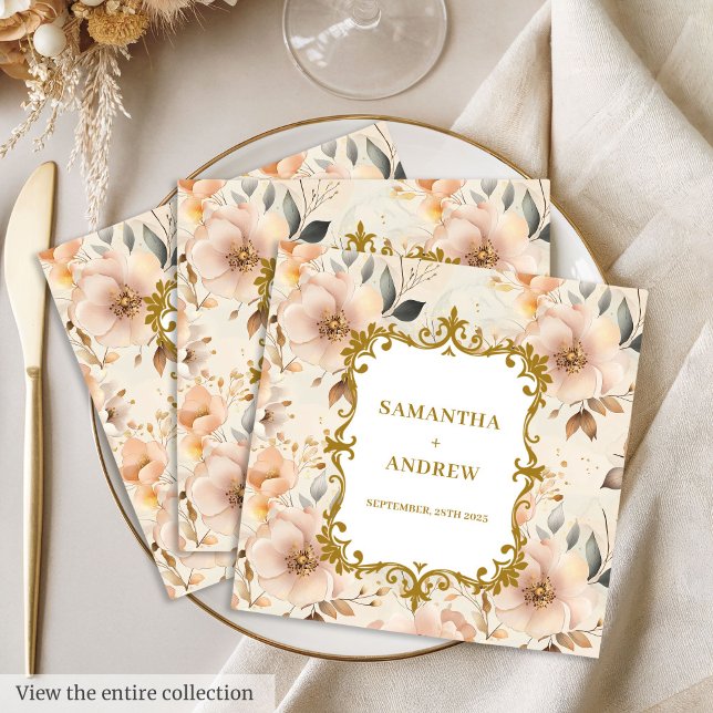 Guardanapo De Papel De Jantar Papel Dourado de Casamento Elegante Blush Napkins (Elegant Blush Gold Wedding Paper Napkins)
