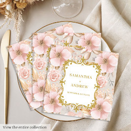 Guardanapo De Papel De Jantar Papel Dourado de Casamento Floral Blush Napkins