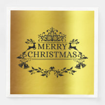 Papel Faux Dourado Festivo Feliz de Natal Napkin
