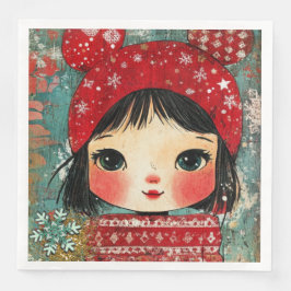 Guardanapo De Papel De Jantar Papel Napkin Christmas Girl Var04 - Diário de arte