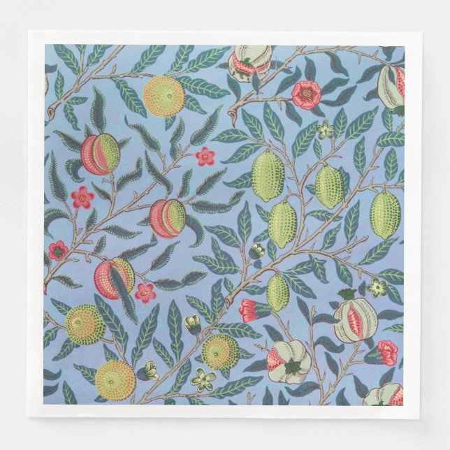 GUARDANAPO DE PAPEL DE JANTAR PAPEL NAPKIN : WILLIAM MORRIS : POMEGRANATOS AZUIS (Frente)