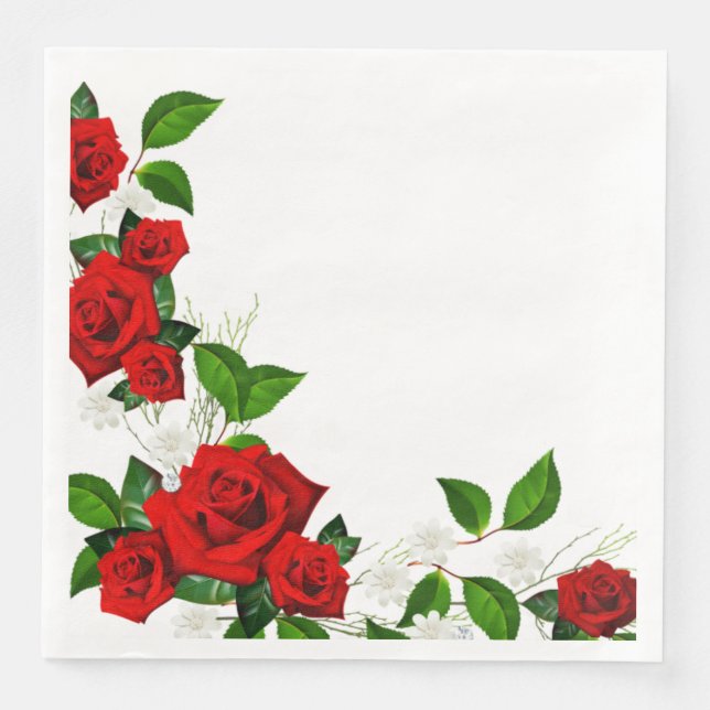 Guardanapo De Papel De Jantar Papel Napkins-Rosas vermelhas (Frente)