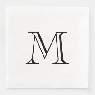 Guardanapo De Papel De Jantar Papel Simples preto Monograma - Nápoles