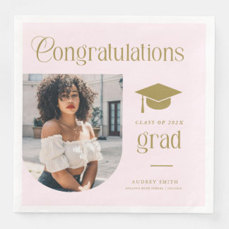 Guardanapo De Papel De Jantar Parabéns Arco de Fotos de Graduados Pink Gold