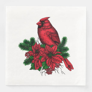 Guardanapo De Papel De Jantar Pássaro cardeal, ilustração de Natal