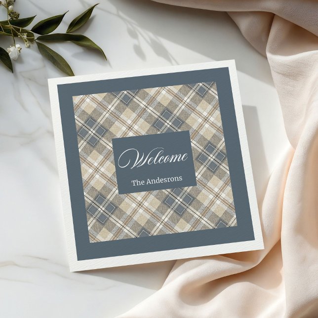 Guardanapo De Papel De Jantar Pastel Brown Blue Napkins clássico (Personalized Pastel Brown Blue Napkins Classic)