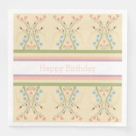 Guardanapo De Papel De Jantar Pastel Floral E Stripe