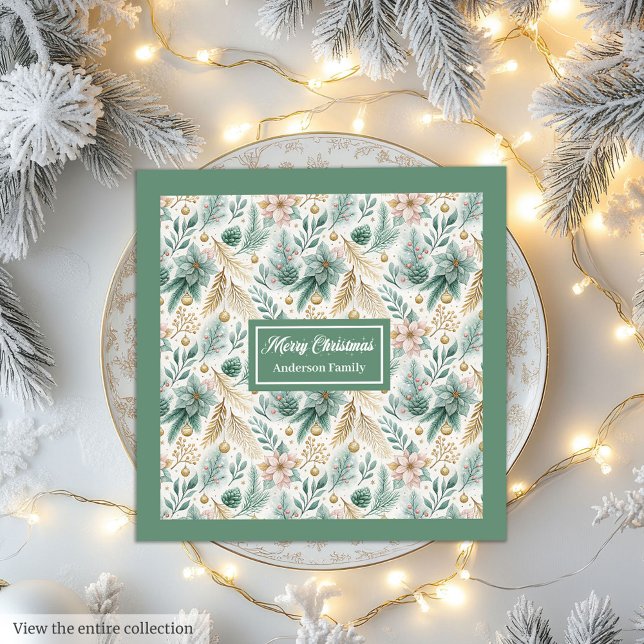 Guardanapo De Papel De Jantar Pastel Green Napkins Personalized Christmas Decor (Pastel Green Napkins Personalized Christmas Decor)