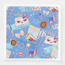 GUARDANAPO DE PAPEL DE JANTAR PATRIÓTICO VERMELHO BRANCO AZUL 4 DE JULHO