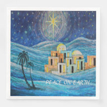 Paz na Terra Estrela de Natal de Bethlehem Napkins
