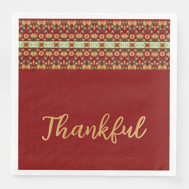 Guardanapo De Papel De Jantar Peach Orange E Burgundy (Frente)