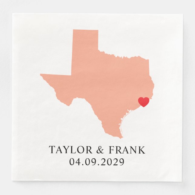 Guardanapo De Papel De Jantar Peach Texas Wedding (Frente)