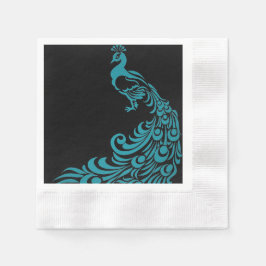 Guardanapo De Papel De Jantar Peacock-Blue-Black-Day-Celebration-s-Na moda