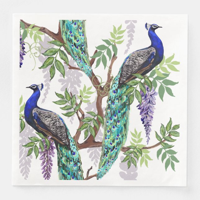 Guardanapo De Papel De Jantar Peacock Wedding (Frente)