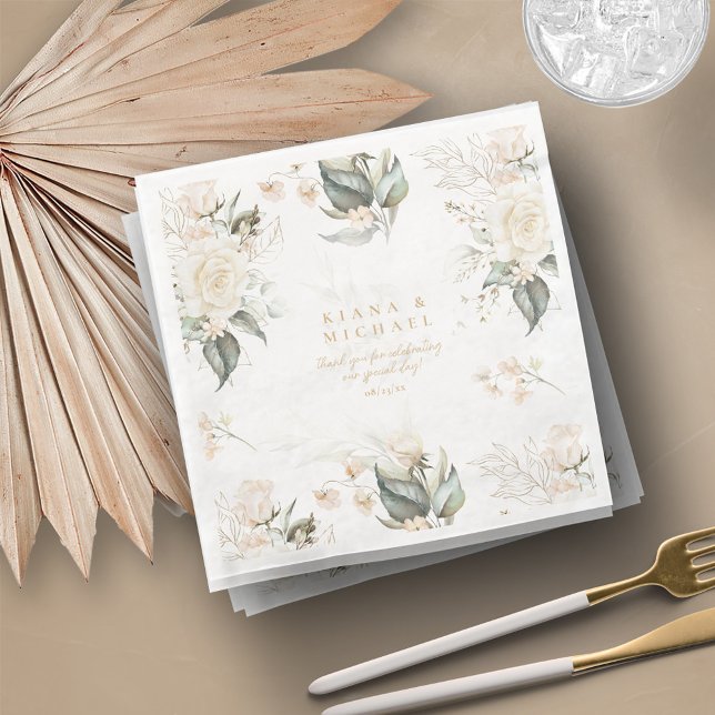 Guardanapo De Papel De Jantar Pearl Blush Floral Elegance Border ID989 (Criador carregado)