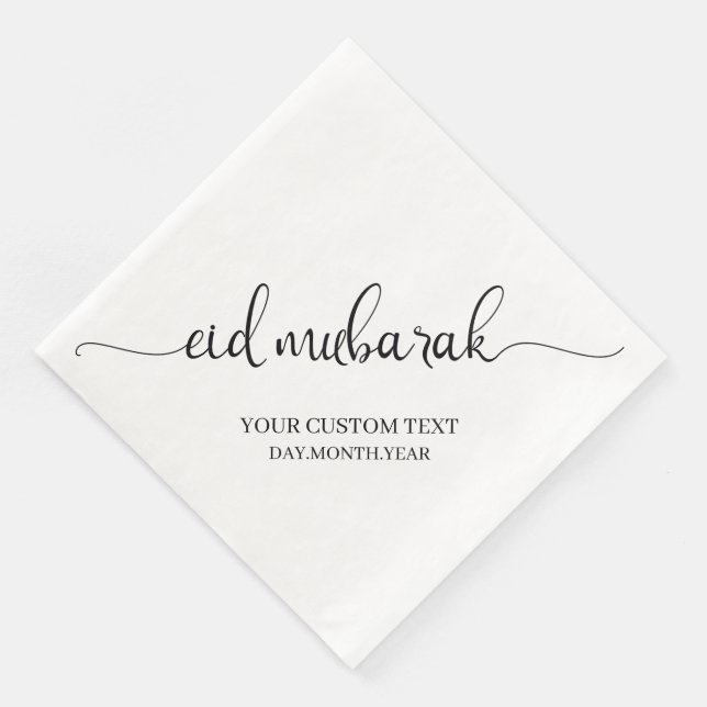 Guardanapo De Papel De Jantar Personalização da Caligrafia de Eid Mubarak Preto (Canto)