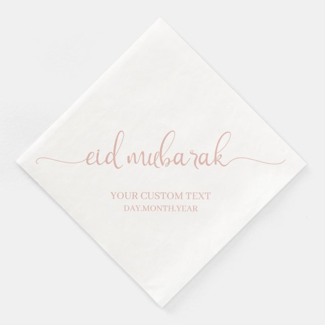 Guardanapo De Papel De Jantar Personalização da Caligrafia de Eid Mubarak, Rosa  (Canto)