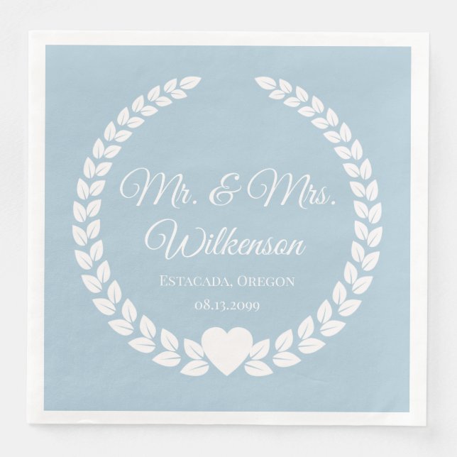 Guardanapo De Papel De Jantar Personalizado Sr & Sra. Bride e Groom Newlywing (Frente)