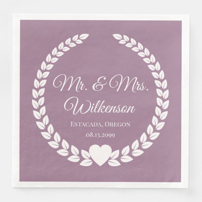 Guardanapo De Papel De Jantar Personalizado Sr & Sra. Bride e Groom Newlywing (Frente)