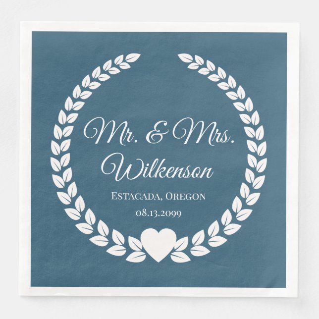 Guardanapo De Papel De Jantar Personalizado Sr & Sra. Bride e Groom Newlywing (Frente)