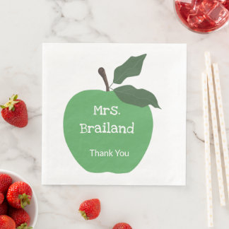 Guardanapo De Papel De Jantar Personalizar nome do professor maçã verde personal
