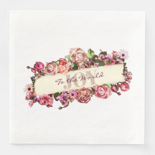 Guardanapo De Papel De Jantar Personalizável Vintage Floral Feminina Alegria Par
