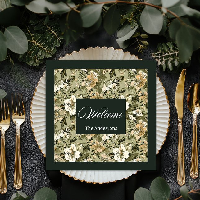 Guardanapo De Papel De Jantar Personalized Botanical Napkins Lux Gold Accent (Personalized Botanical Napkins Lux Gold Accent)