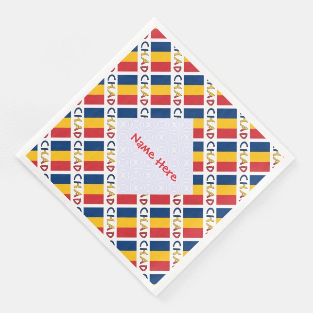 Guardanapo De Papel De Jantar Personalized Red Name Chad Flag Tiled (Canto)