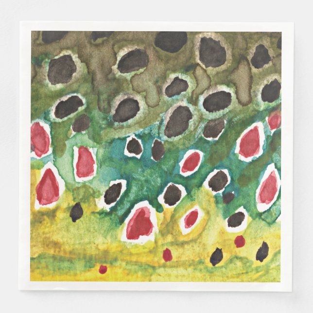 Guardanapo De Papel De Jantar Pesca De Trutas Marrons, Ictiologia (Frente)