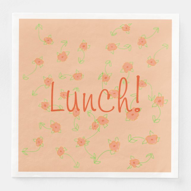 Guardanapo De Papel De Jantar Pessegueiro Laranja e Verde (Frente)