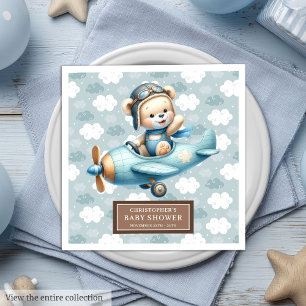 Guardanapo De Papel De Jantar Piloto do Urso Castanho Chá de fraldas Napkins par