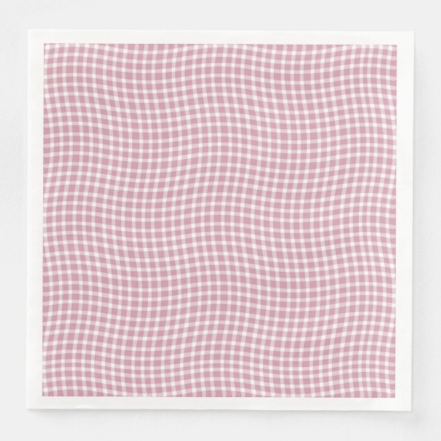 Guardanapo De Papel De Jantar Pink White Plaid Checker Seamless Pattern (Frente)